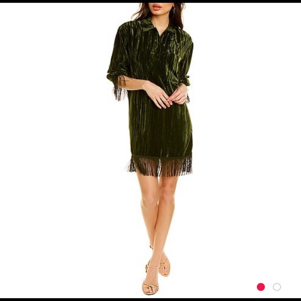Something navy fringe shirt dress sz s NWT